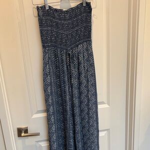 Blue Strapless Jumpsuit